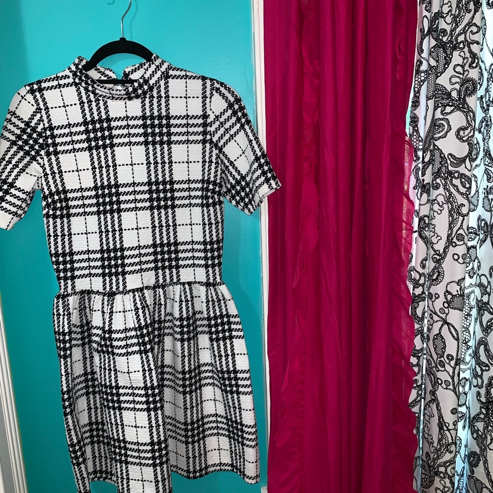 Black & White plaid print dress